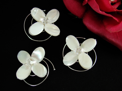 Elegant Delicate White Orchid Flower Pins - White (Set of 2)