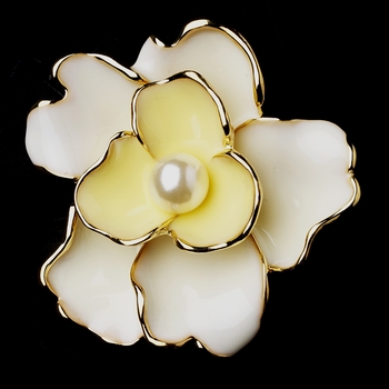 Gold Yellow Flower with White Pearl Brooch 146 (Also Available in Blue ...